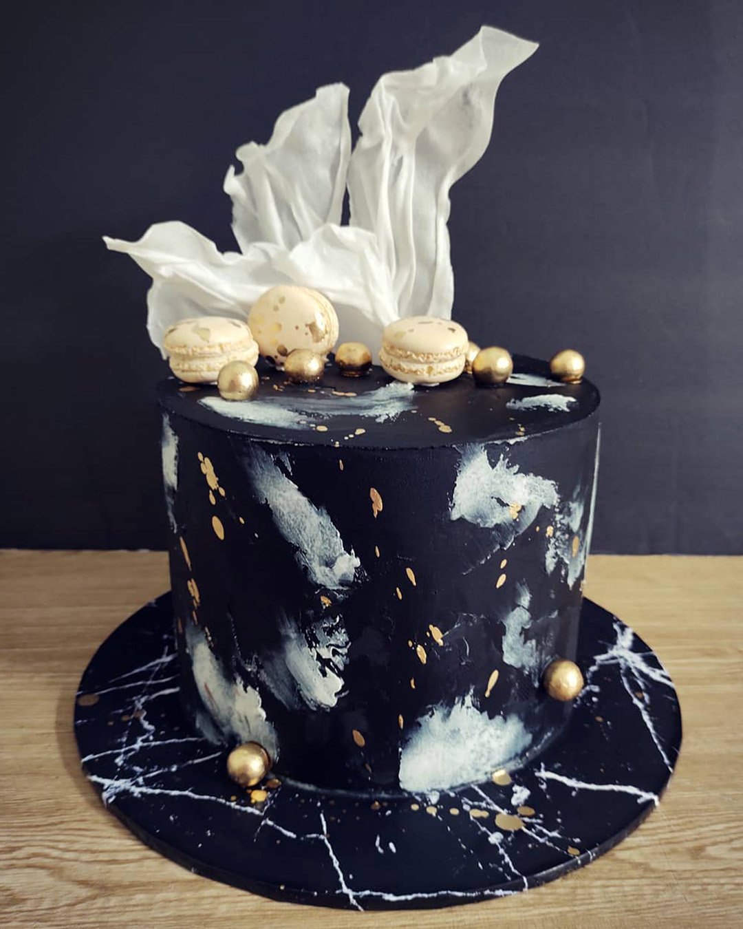 black and white wedding cakes small marble with macarons and gold sweetdreamsbygian