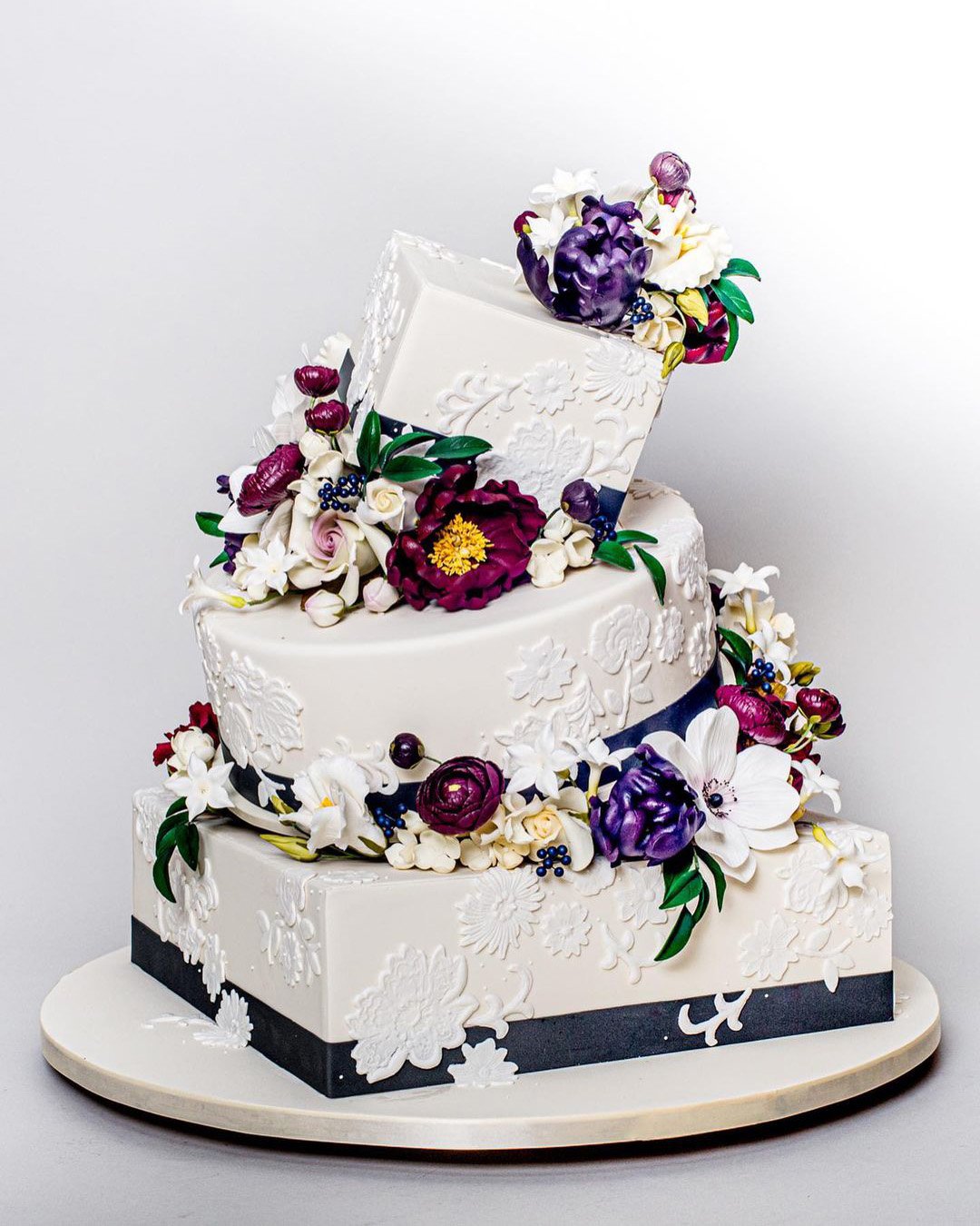 black and white wedding cakes unique with bright flowers rbicakes