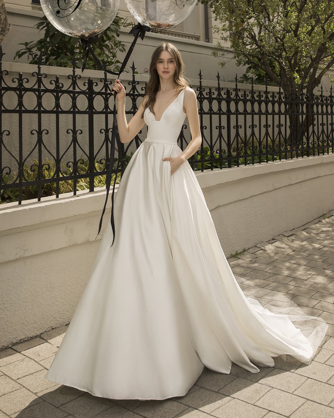 bridal dresses a line simple v neckline pnina tornai