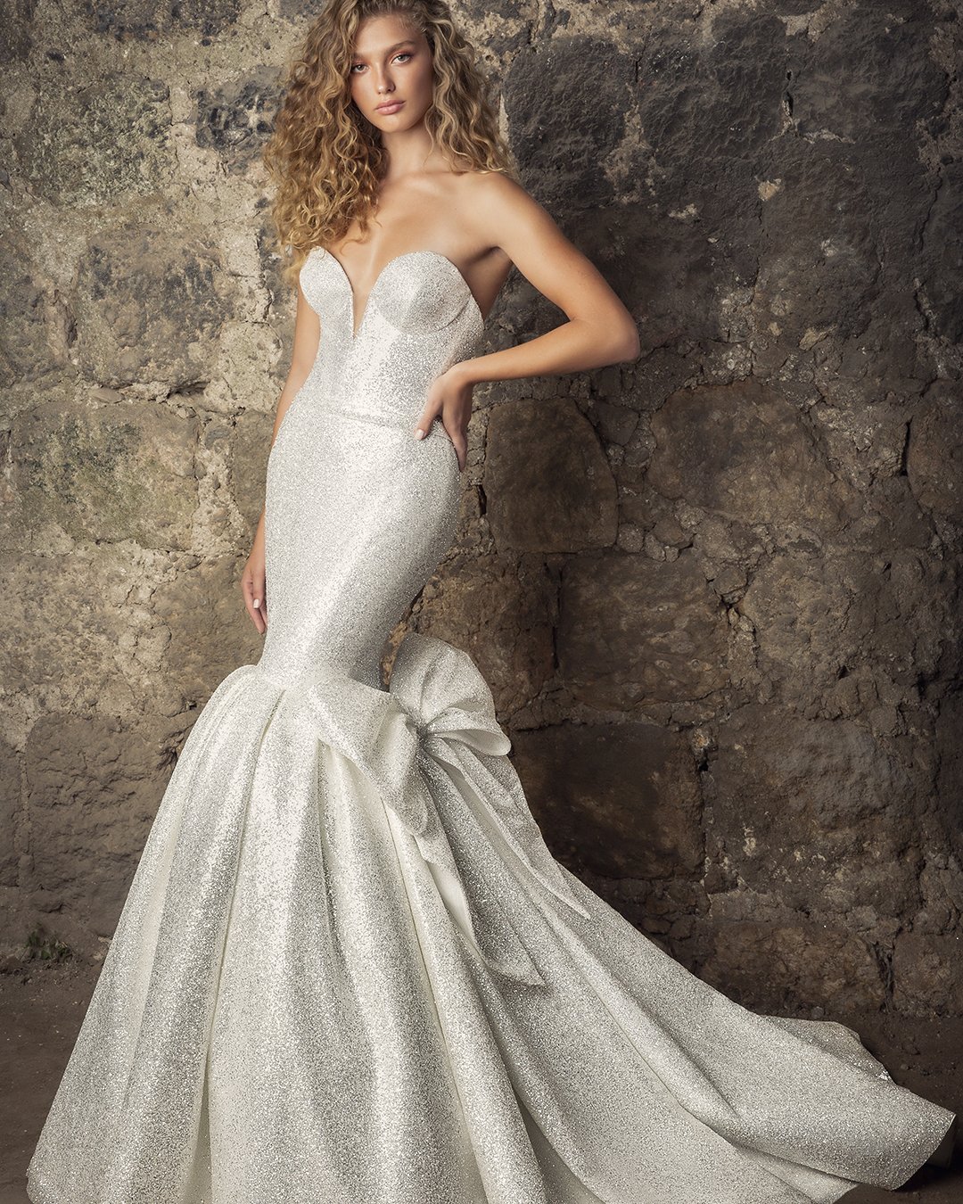bridal dresses fit and flare sweetheart strapless neckline with bow pnina tornai