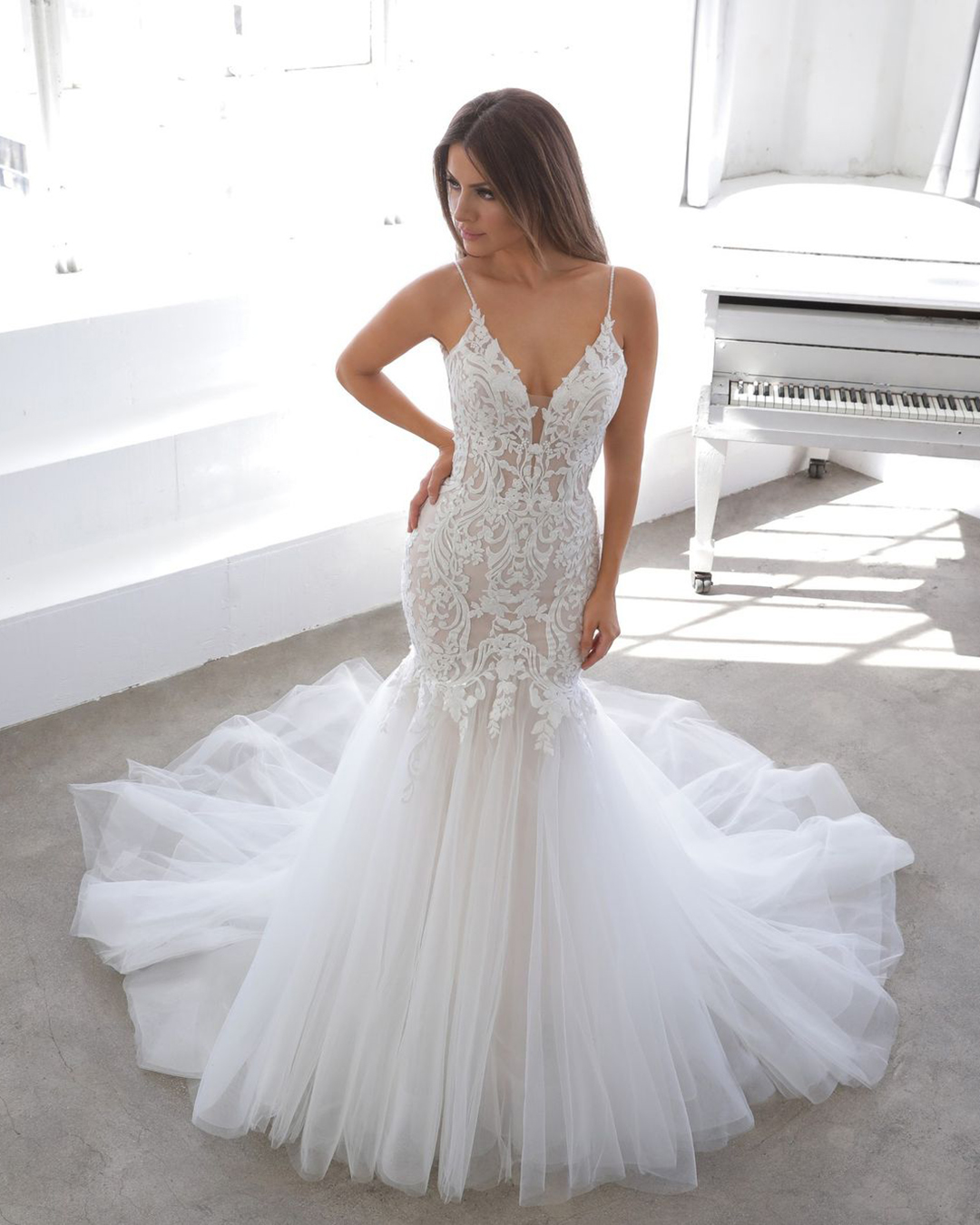 bridal dresses with spaghetti straps lace sexy enzoani
