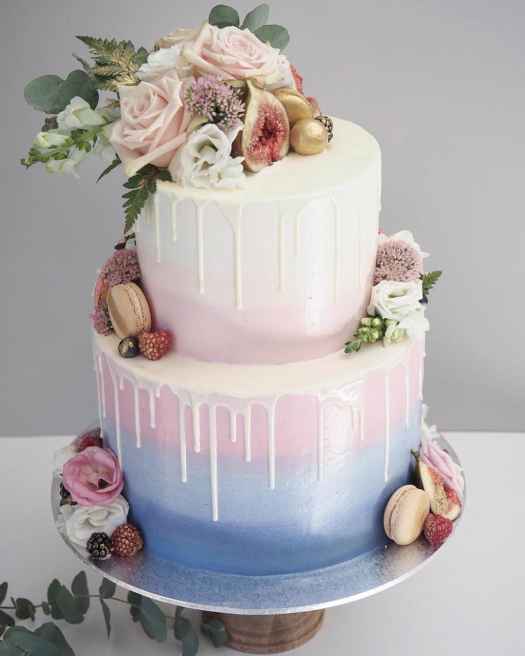 drip wedding cakes ombre pink blue ombre cake