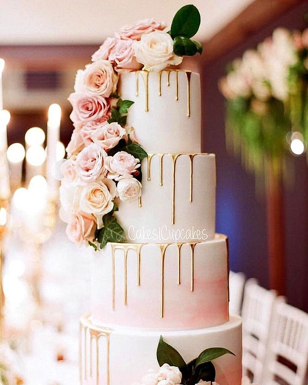 drip wedding cakes roses