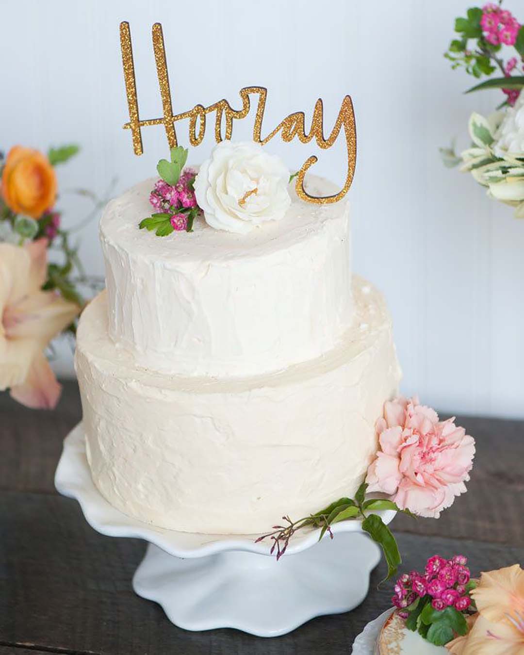 engagement party cakes buttercream white with flowers emmalinebride