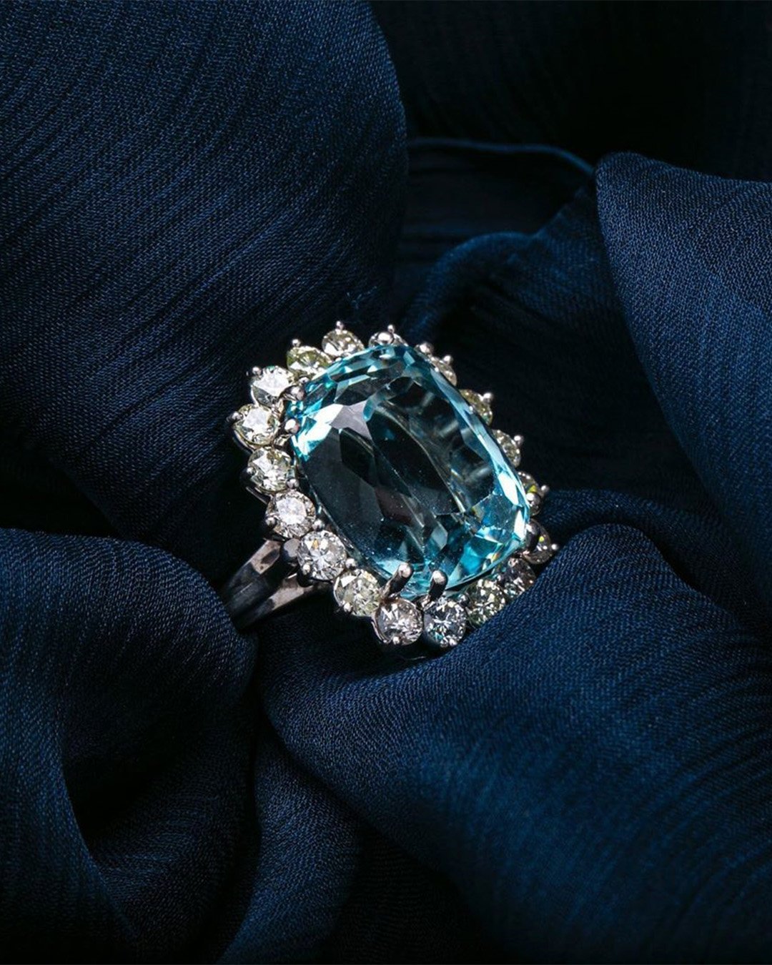 floral engagement rings radiant cut aquamarine gold halo ring