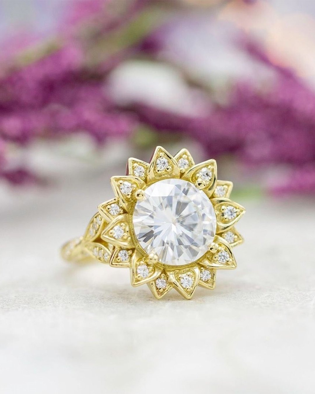 floral engagement rings round cut engagement ring yellow gold