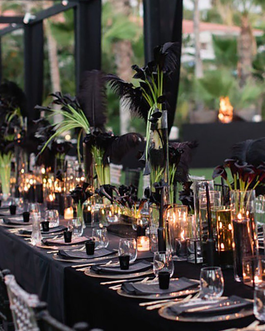 black wedding reception