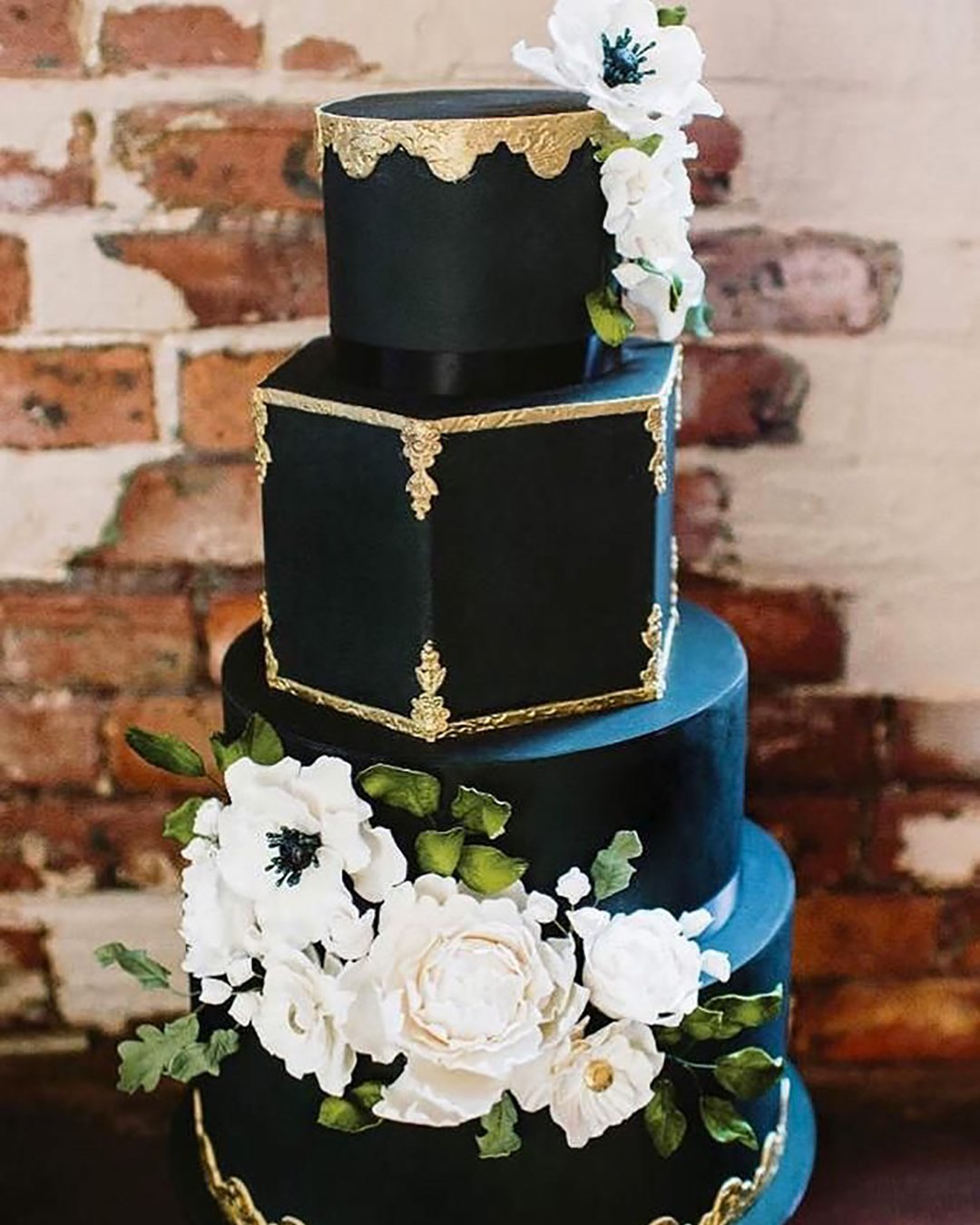 black wedding cake cake with white flower cakegirls mt