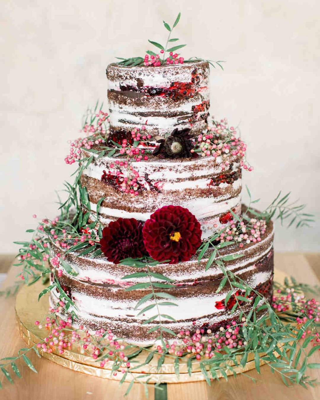 fall wedding cakes naked rustic with dahlia and greenery carlie statsky