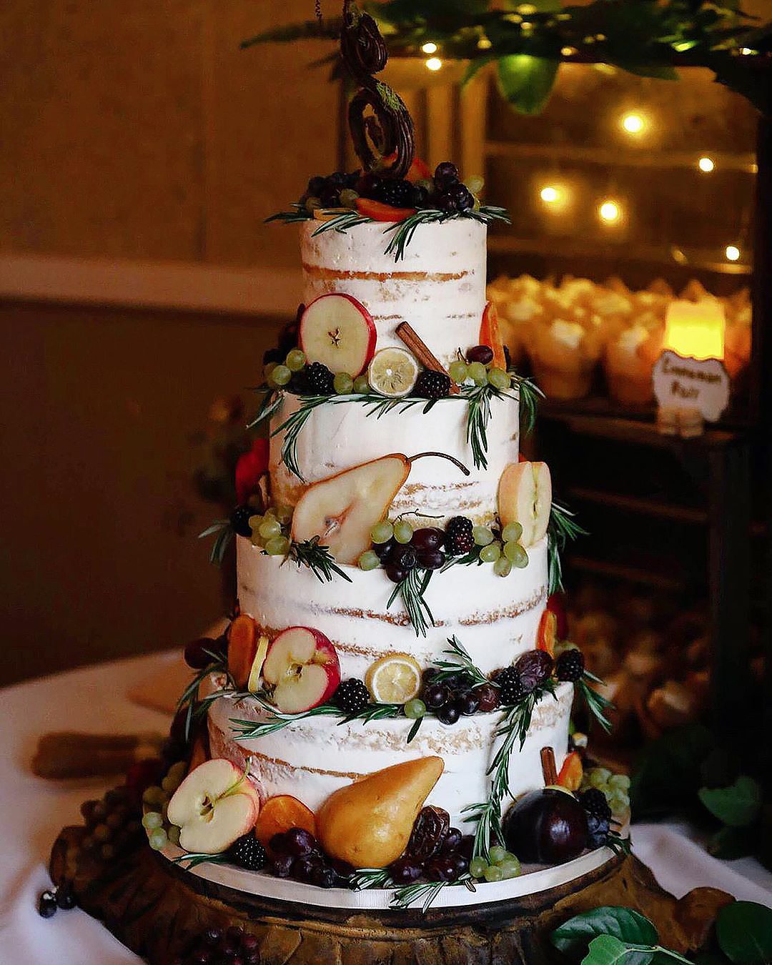 fall wedding cakes naked tall with autumn fruits saminthecle