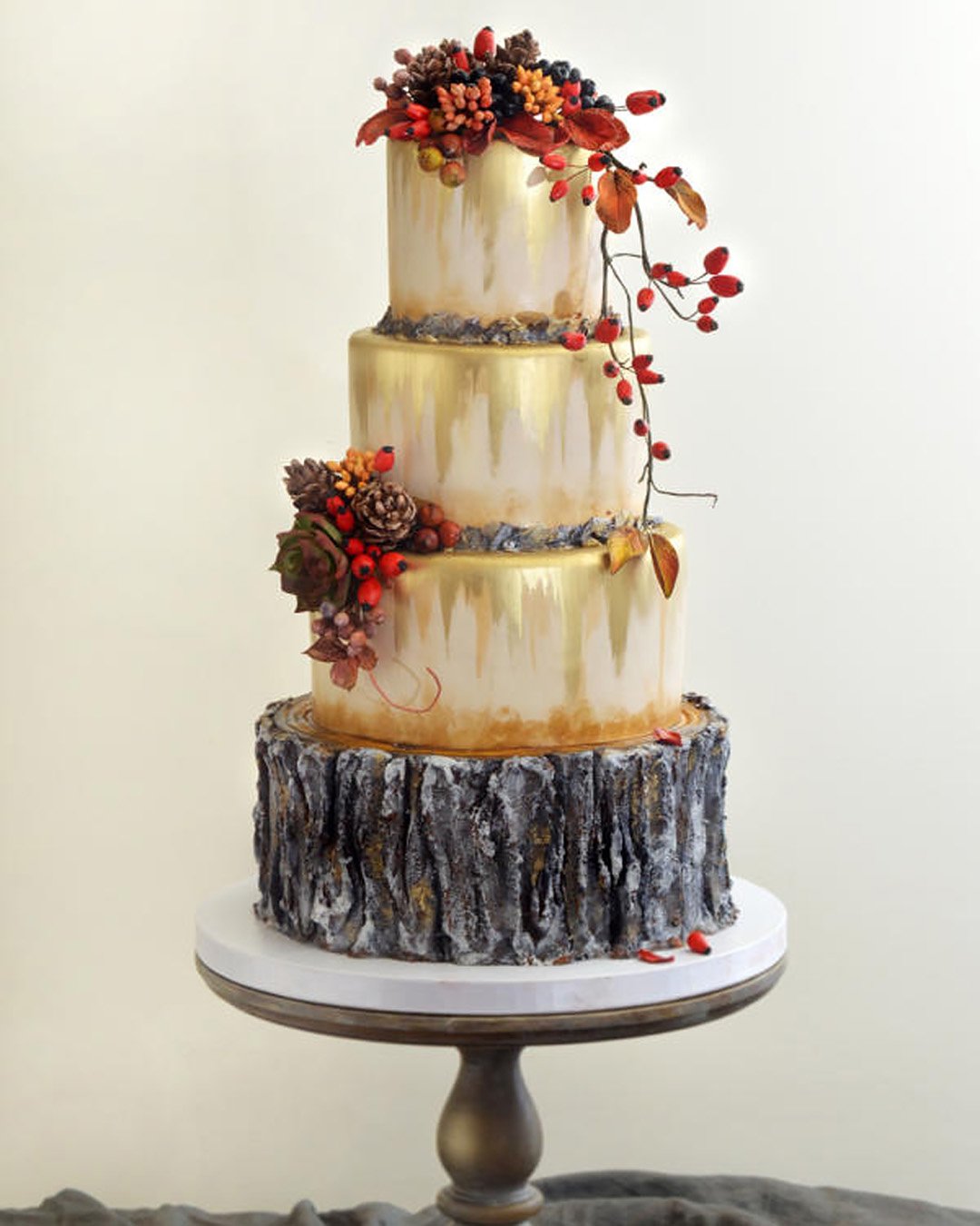 fall wedding cakes rustic tall with succulents and leaves zavrzlama