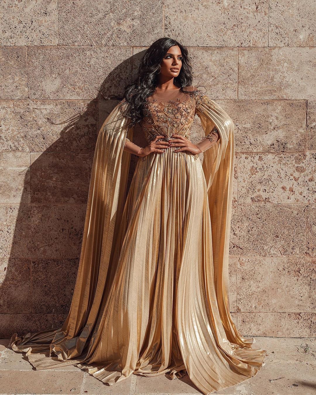 gold wedding gowns a line with floral saidmhamad