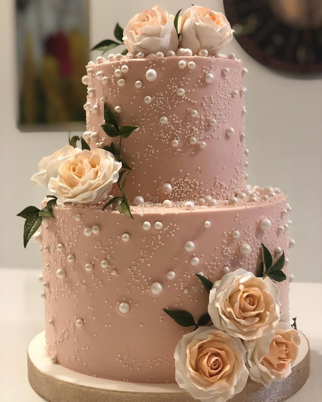 luxury wedding cakes blush cake with pearls cakes by dushanthimadanayake