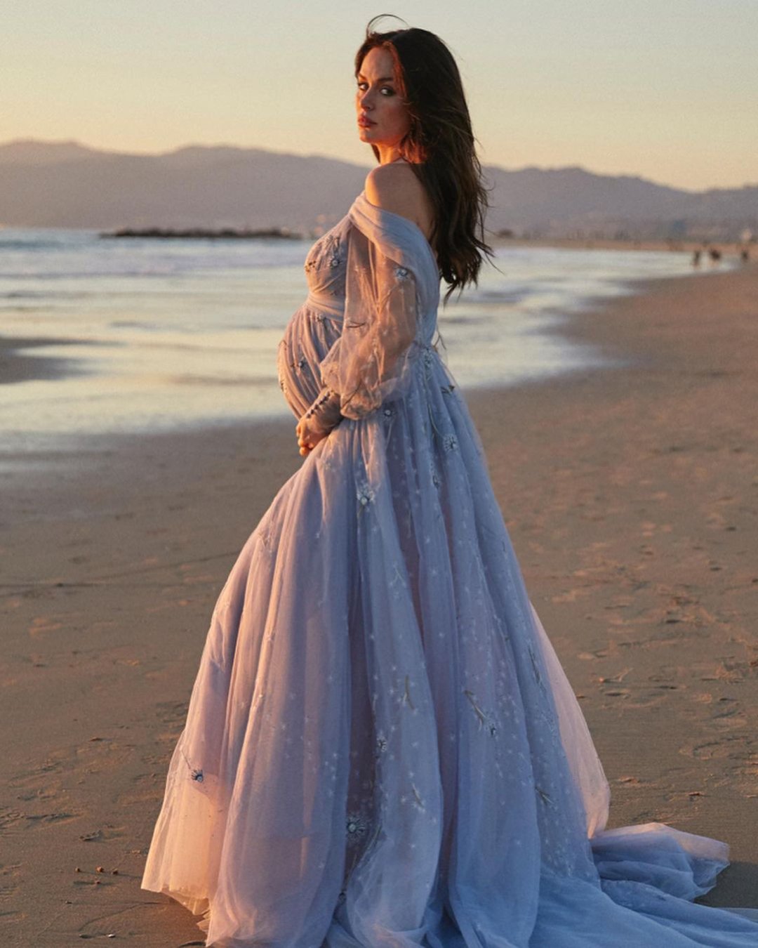 maternity wedding dresses a line with long sleeves blue beach paolo_sebastian