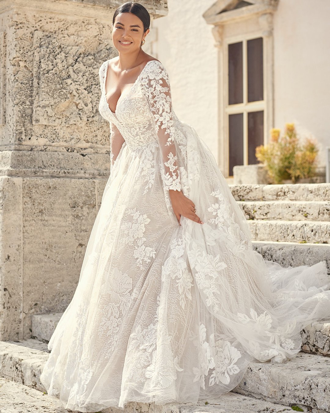 plus size wedding dresses a line with long sleeves lace sottero and midgley