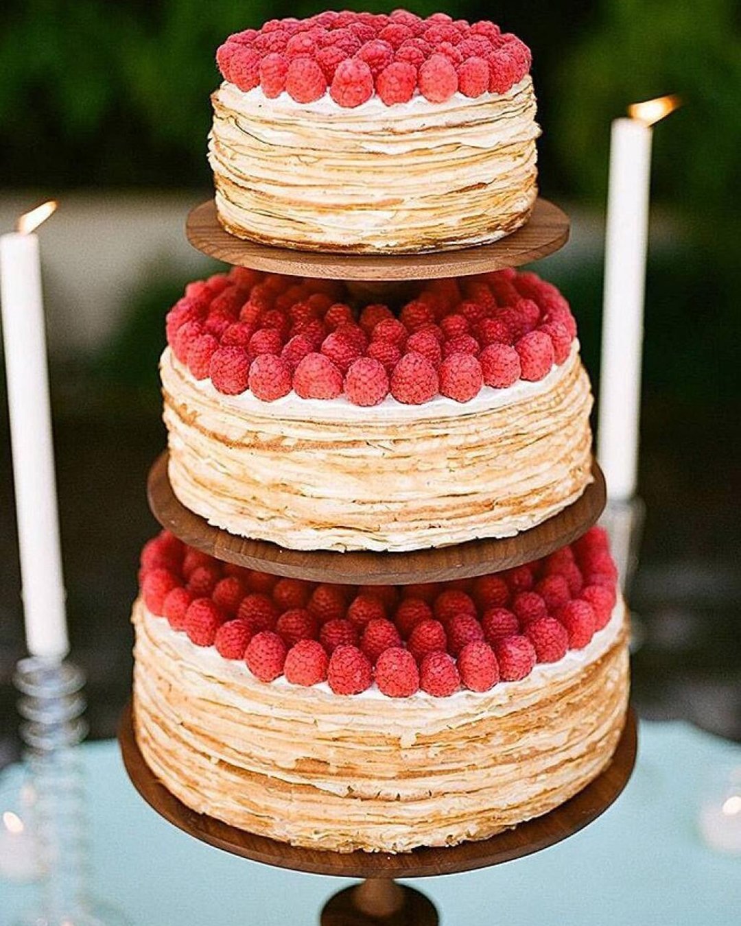 wedding cake alternatives crepe cake three tiered with strawberries trendy bride wedding magazine via instagram