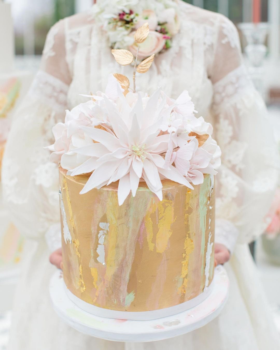wedding cake designers elegant pastel colors and pink dahlia elizabethscakeemporium