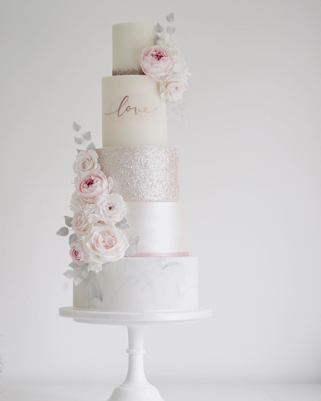 wedding cake designers pearl white pink with flowers cottonandcrumbs