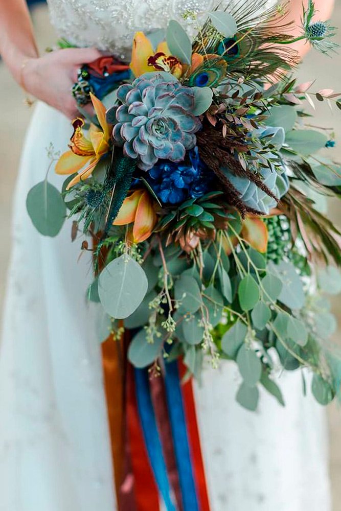wedding floral greenery bouquet suculent