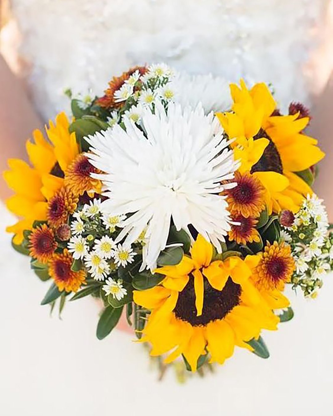 wildflower wedding bouquets sunflower with white flower michelle marie photograph