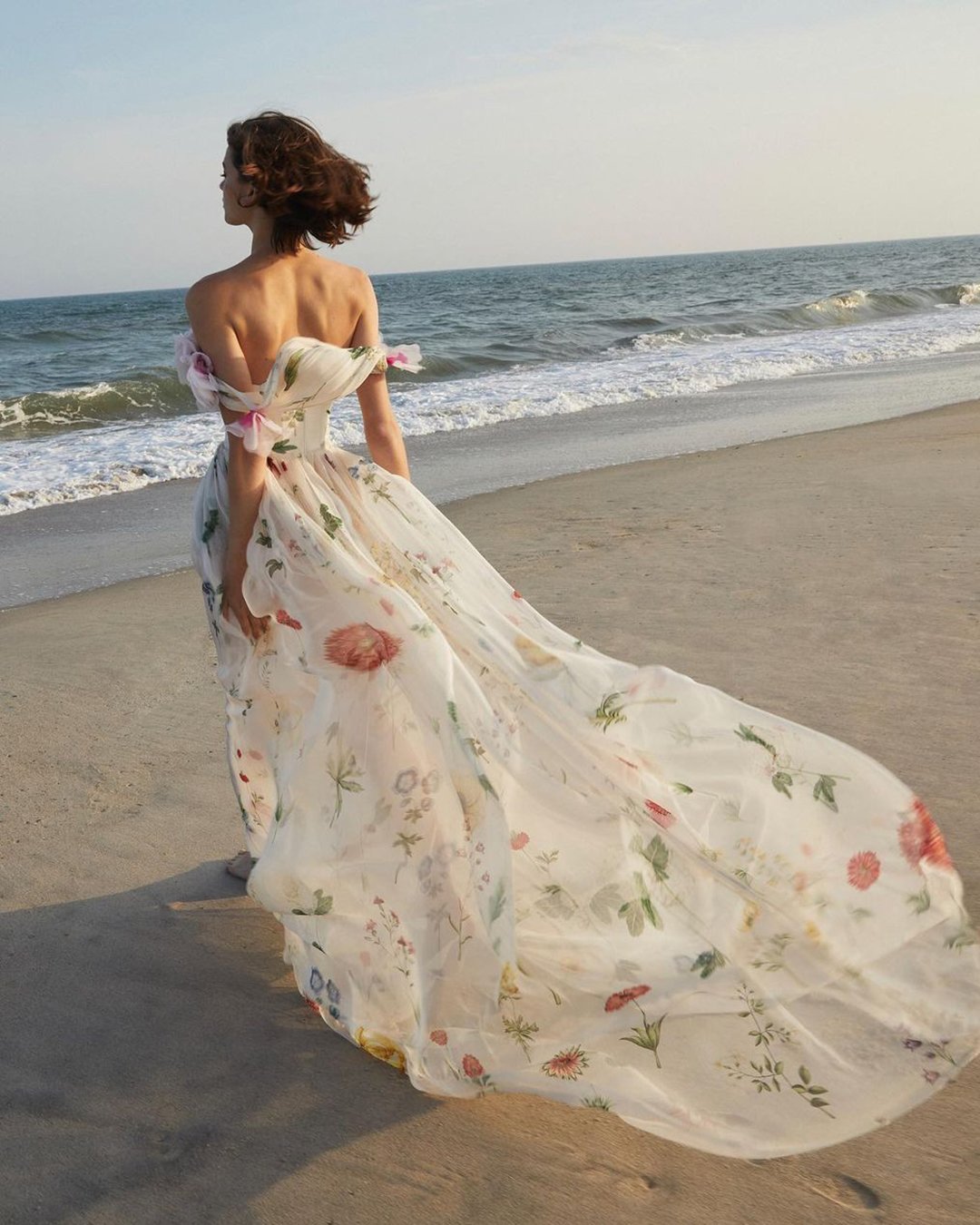floral wedding dresses off the shoulder strapless beach oscardelarenta