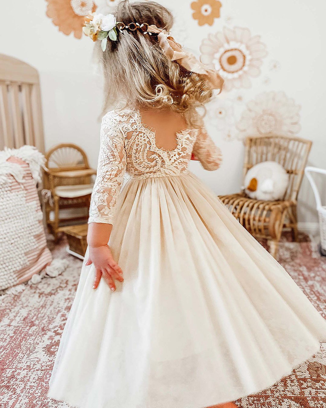 cream flower girl dress
