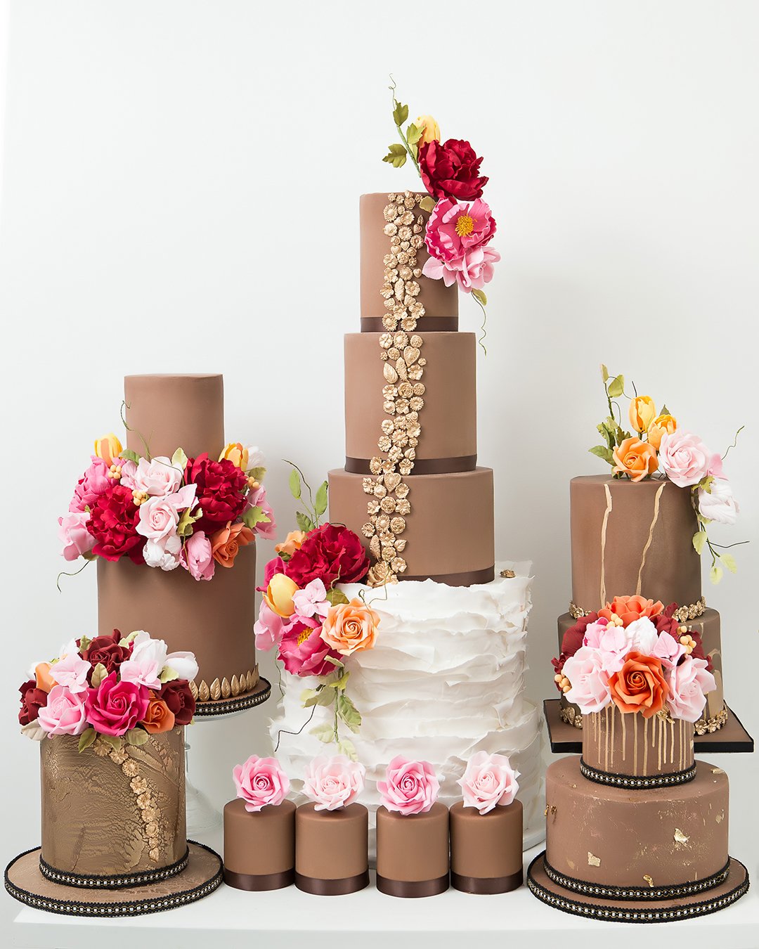 luxury wedding cakes chocolate cake table Elizabeth's Cake Emporium