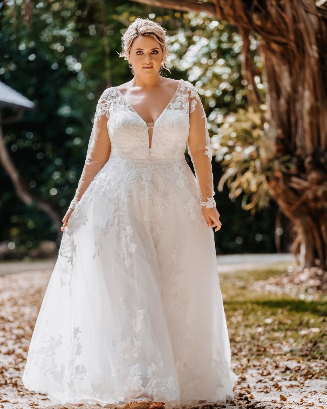 plus size wedding dresses with sleeves a line lace country allurebridals
