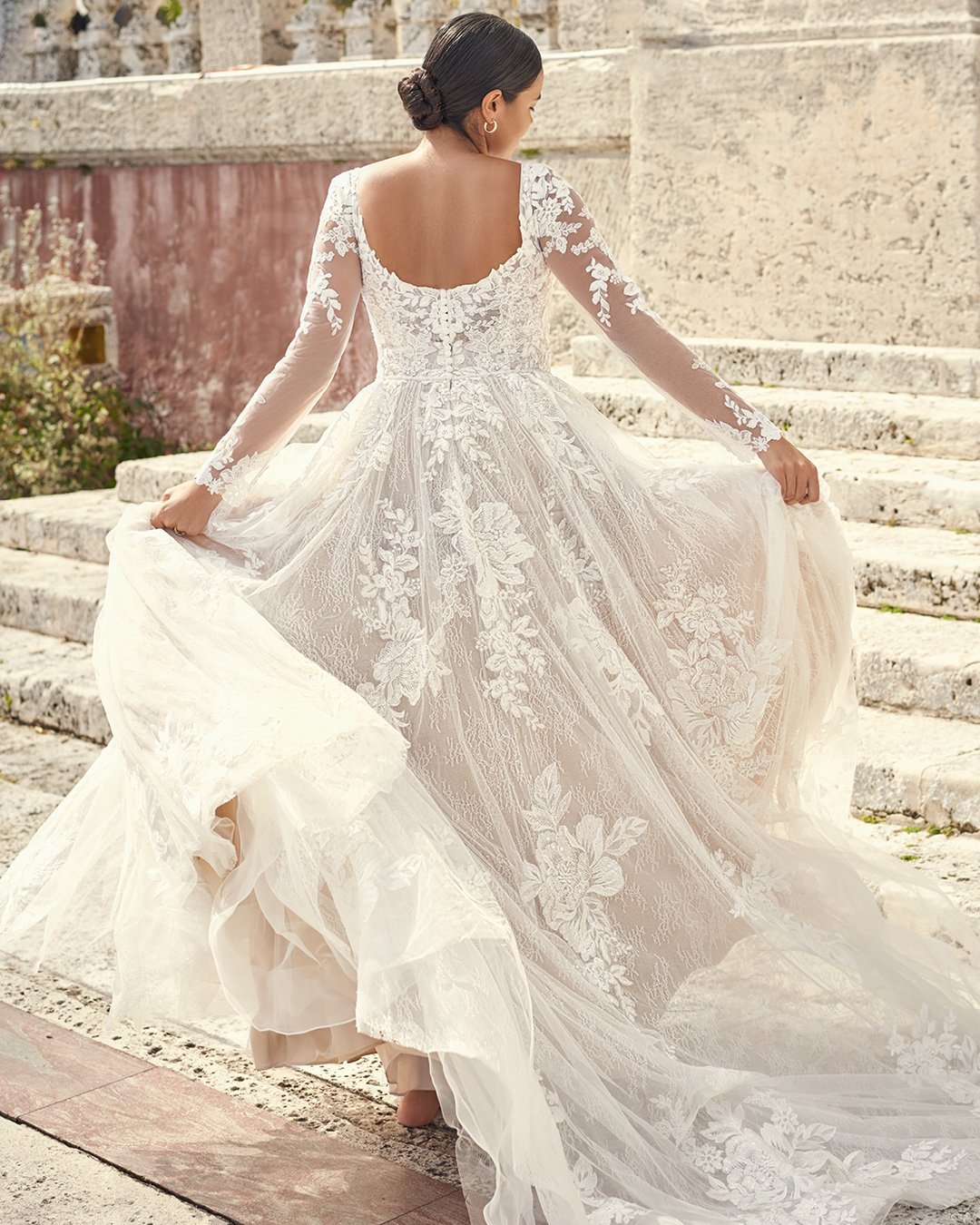 plus size wedding dresses with sleeves a line with long sleeves lace open back sottero and midgley