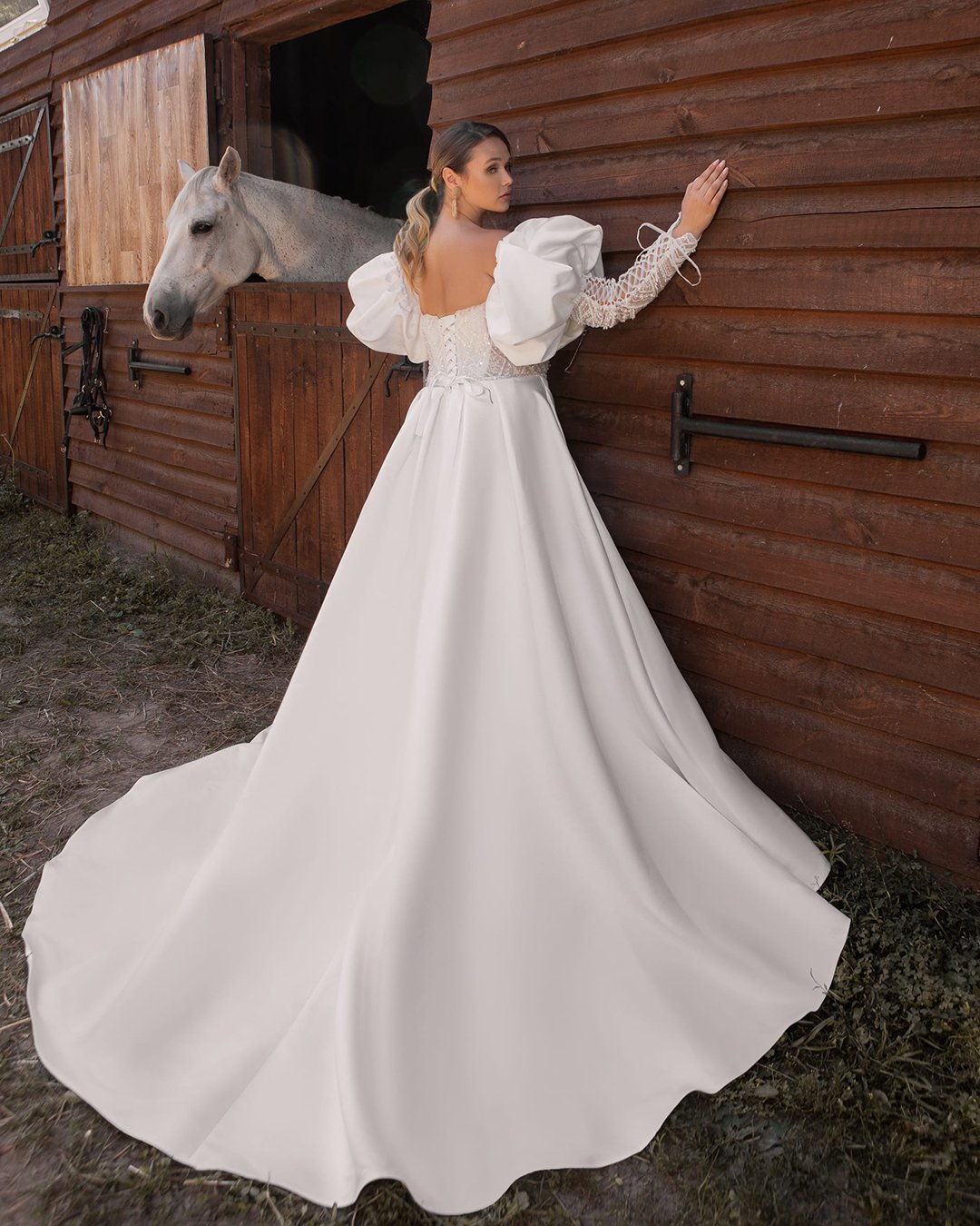 plus size wedding dresses with sleeves off the shoulder puff ariamobridal