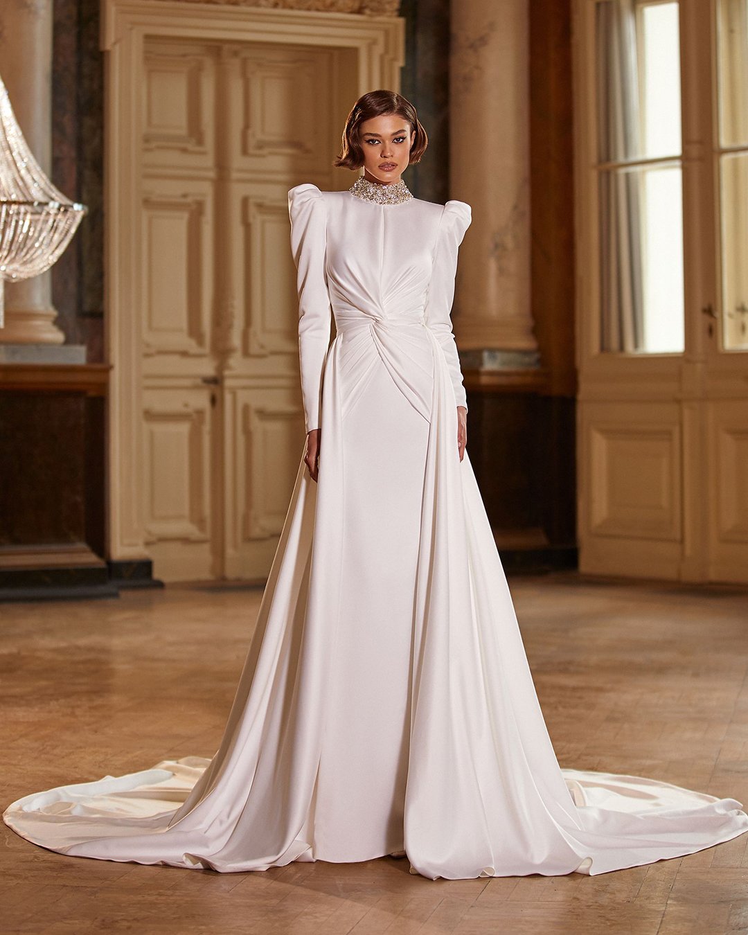 victorian wedding dresses simple high neck with long sleeves milla nova
