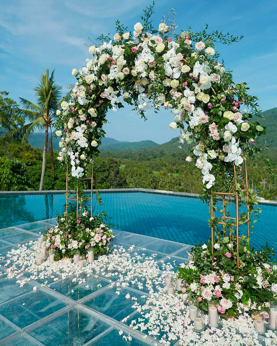 wedding pool party decoration ideas arch
