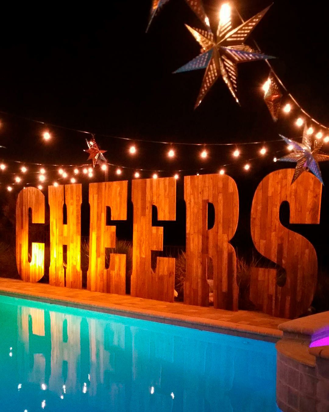 wedding pool party decoration lettering