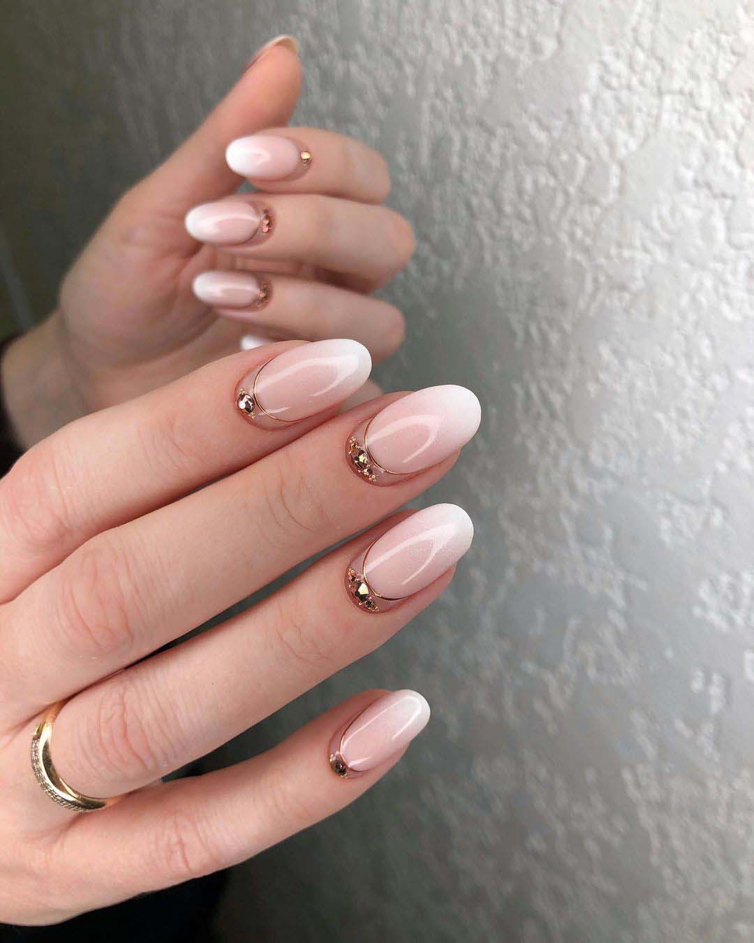 white nail designs wedding ombre with rhinestones 1masternails