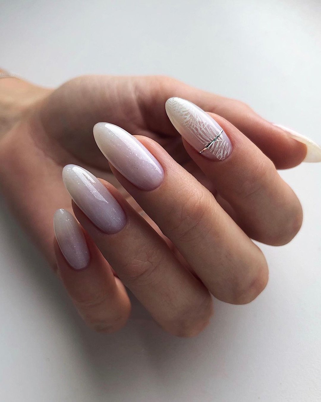 nail ideas wedding pink white ombre with silver stripe gert_nails