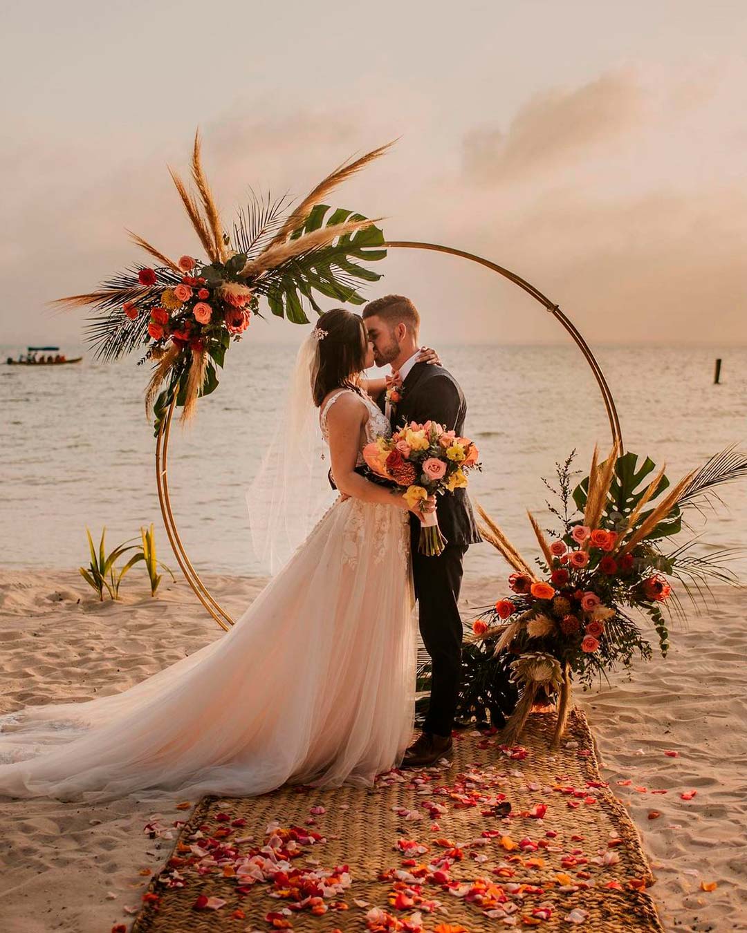 popular types wedding bride groom beach arch