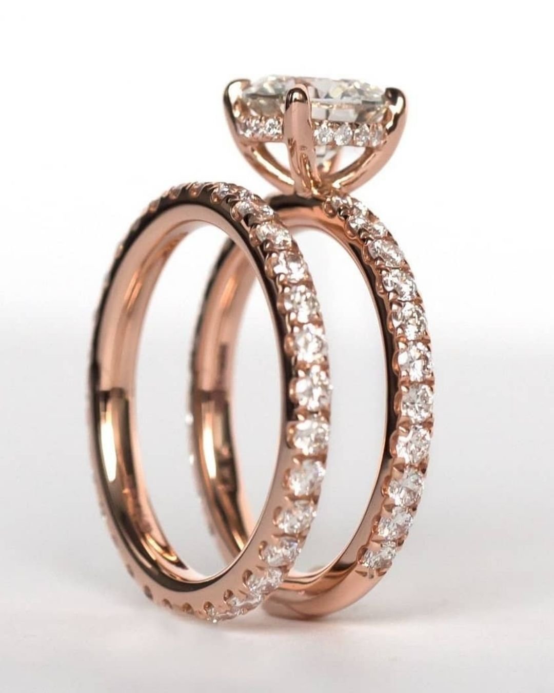 rose gold wedding rings princess cut diamonds in rings