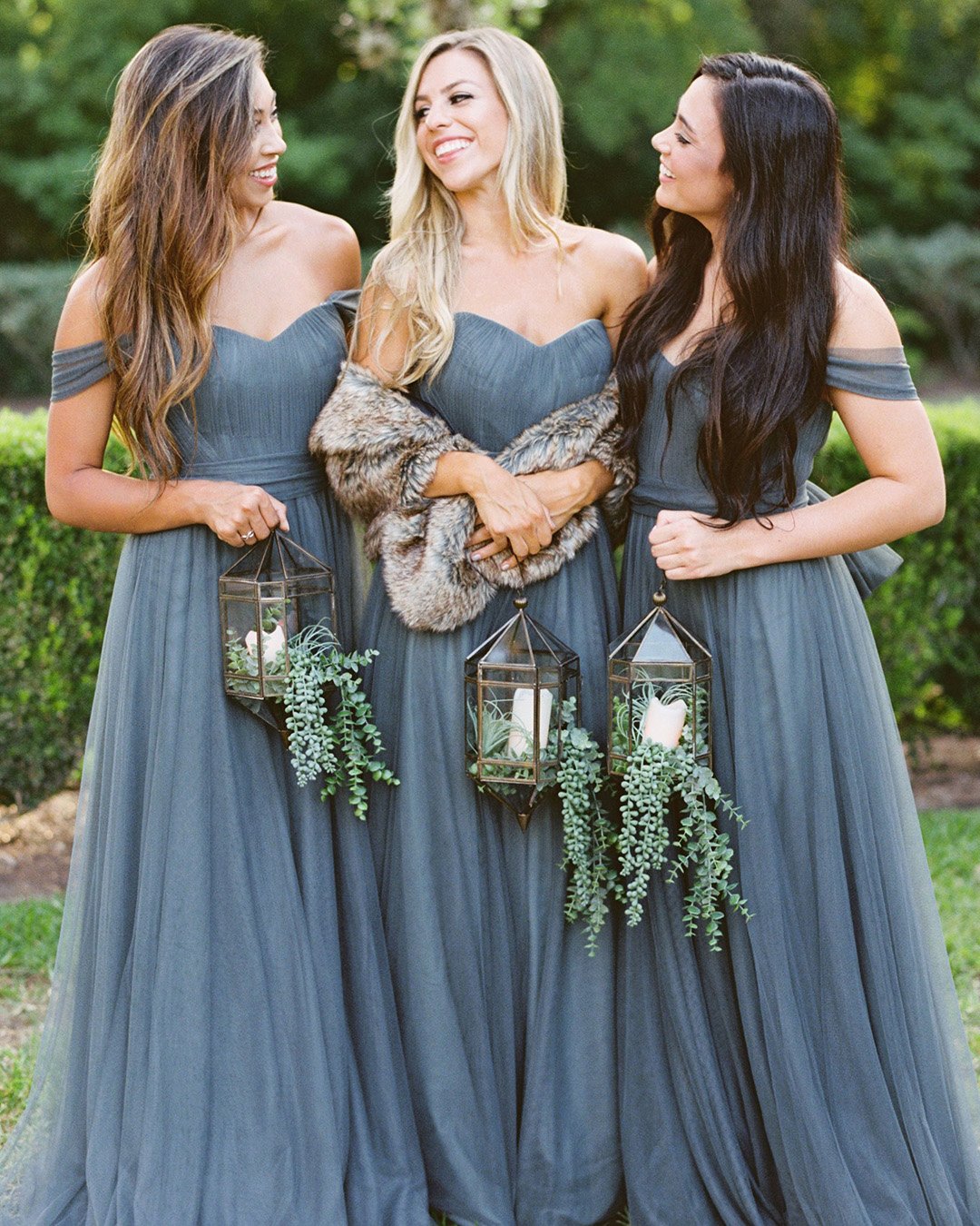 blue bridesmaid dresses dusty long rustic revelry
