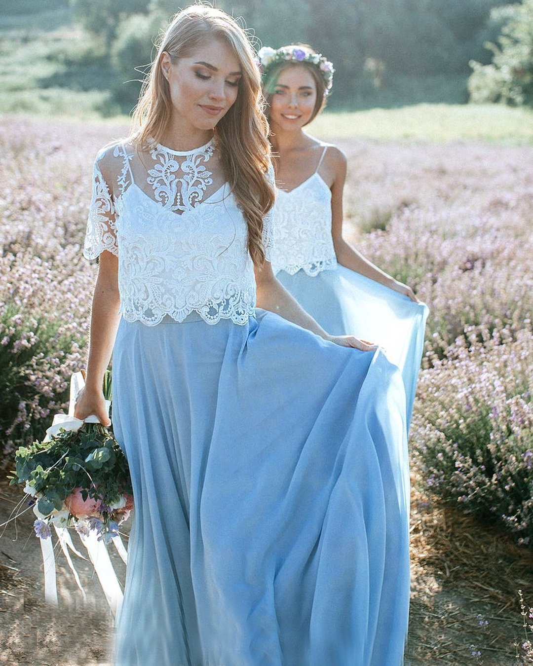 blue bridesmaid dresses long lace top rusitc stylishbrideaccs