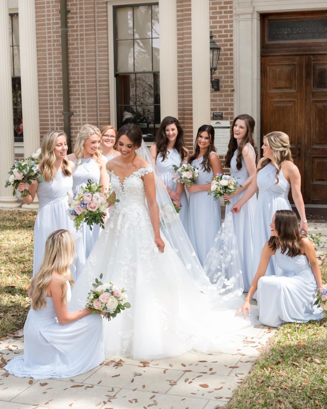 blue bridesmaid dresses long simple pale casablanca
