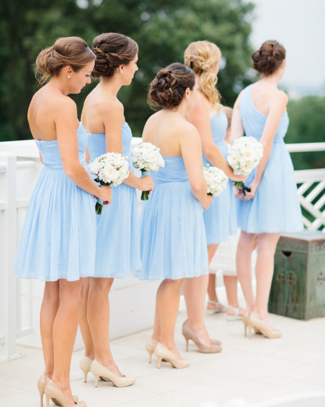 blue bridesmaid dresses short pale abby grac .