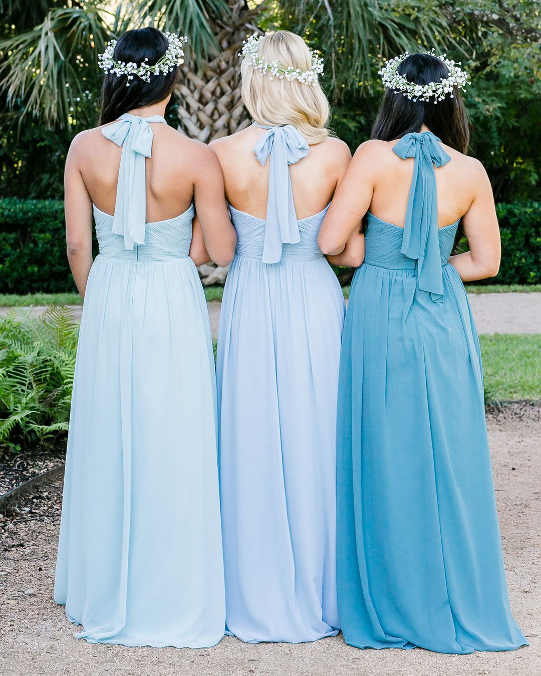 blue bridesmaid dresses simple long bright rustic revelry