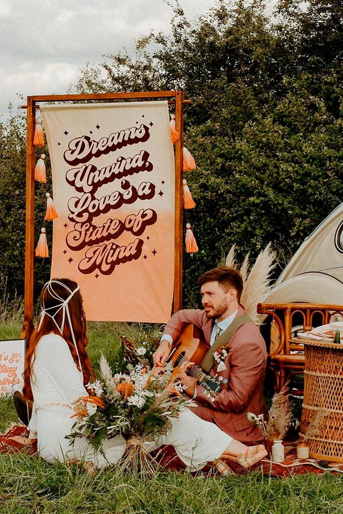 bohemian decor ideas bride groom fabric