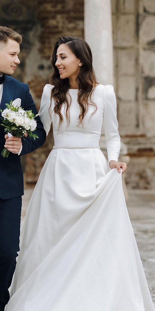 celebrity wedding dresses a line with long sleeves milla nova