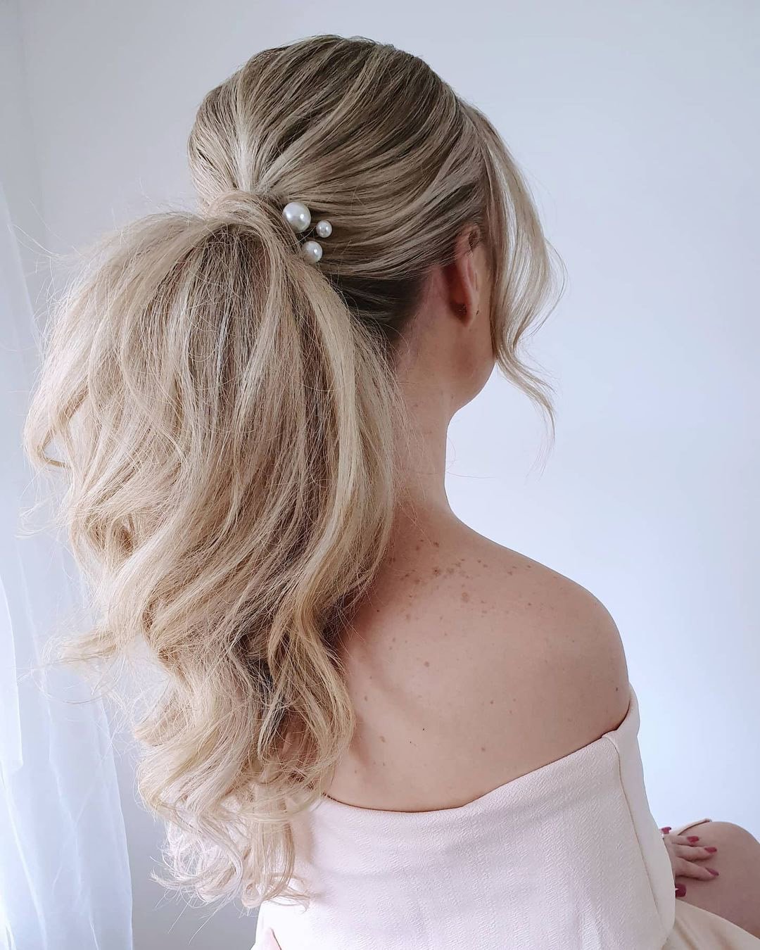 pony tail hairstyles for wedding volume blonde with pearls cathughesxo