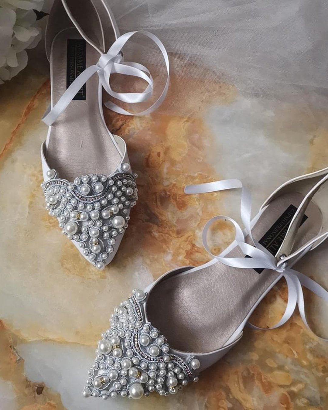 silver wedding shoes flats with stones madamealbertnovias