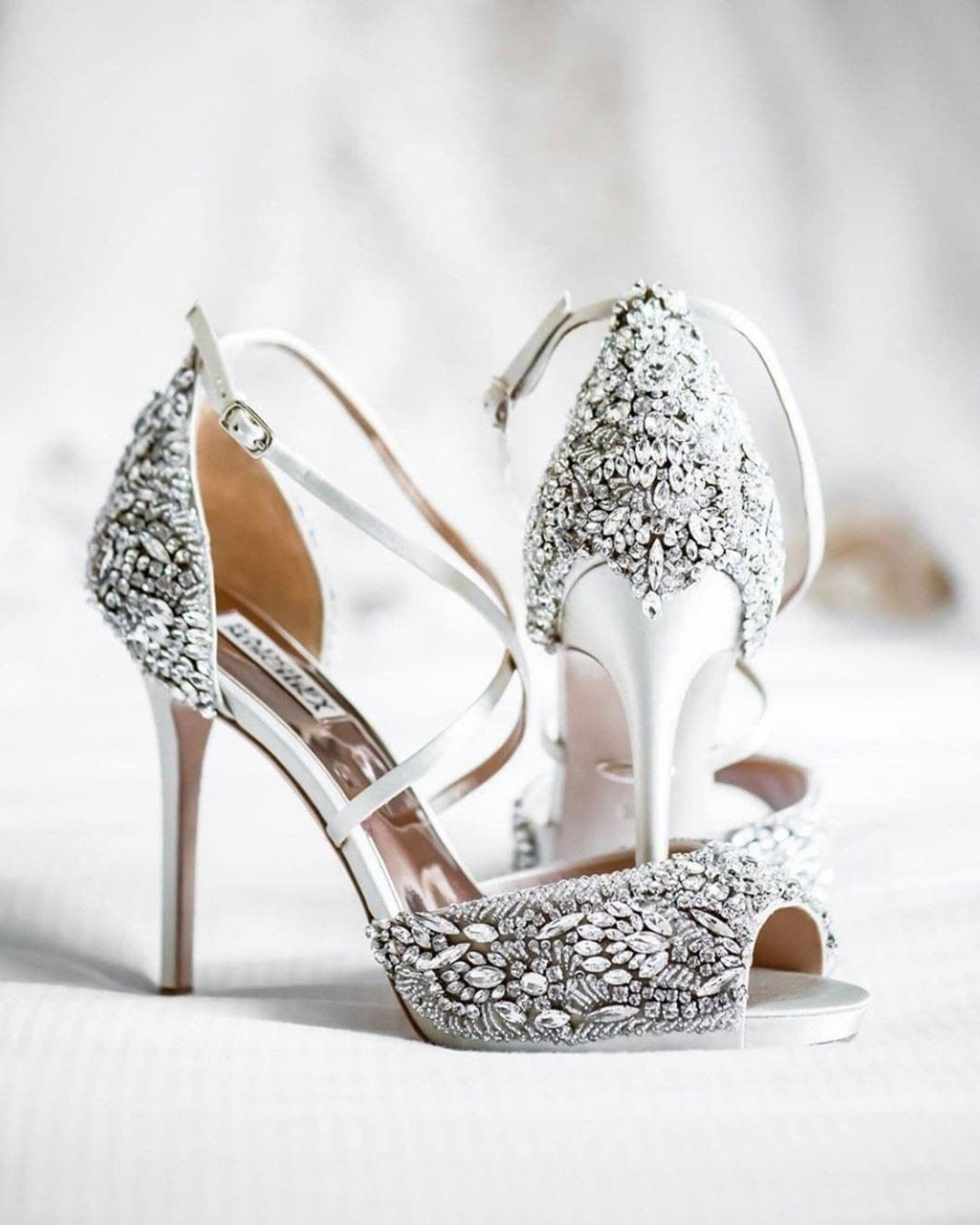 silver wedding shoes with heels stones badgley mishka