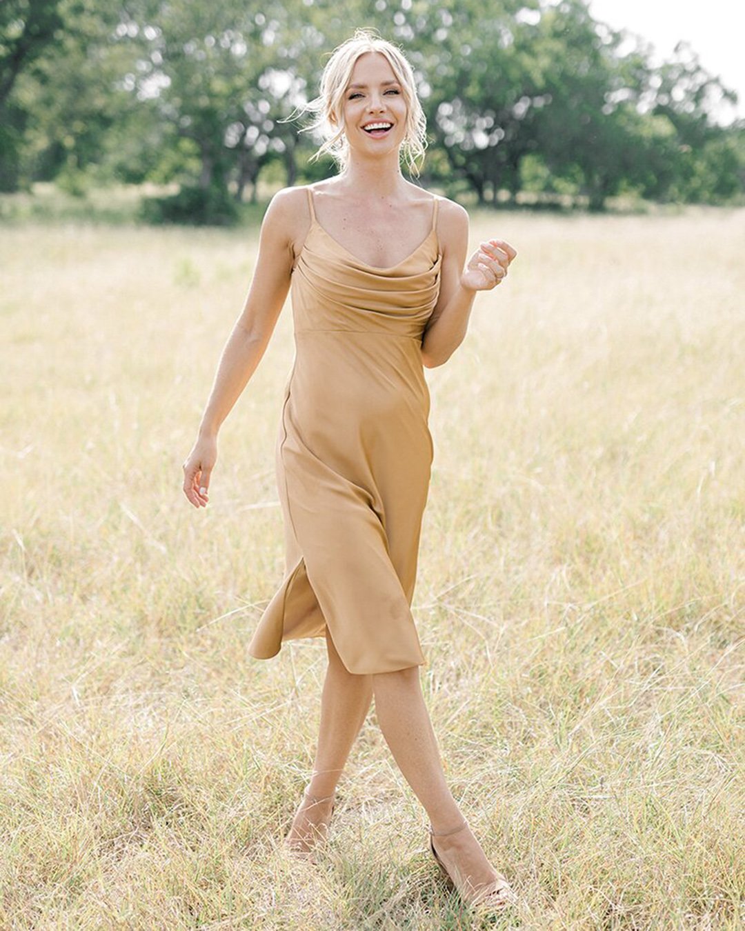 yellow bridesmaid dresses simple short pastel with spaghetti straps revelry
