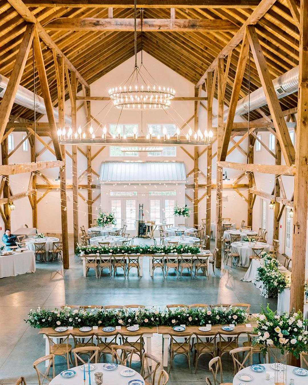 barn wedding venues celling reception