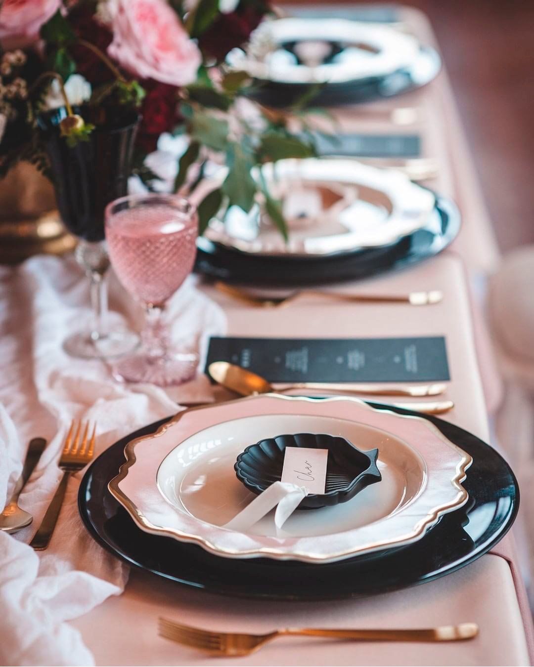 destination wedding table setting plate